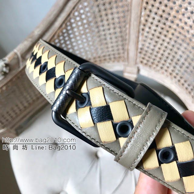 BV新品男士皮帶 寶緹嘉純手工羊皮拼色編織腰帶  jjp1525